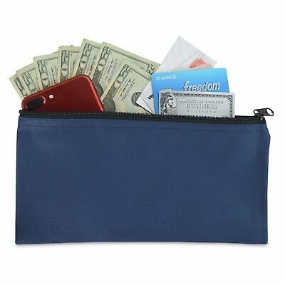 Deposit Bag Bank Pouch Zippered Safe Money Bag Organizer In Navy Blue